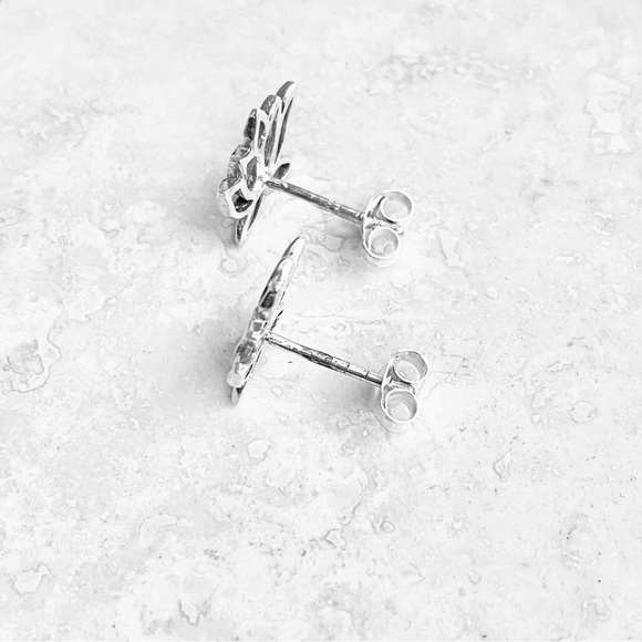 Sterling Silver Cut Out Lotus Stud Earring, Yoga Earrings, Spirit Flower Jewelry - Picture 6 of 8